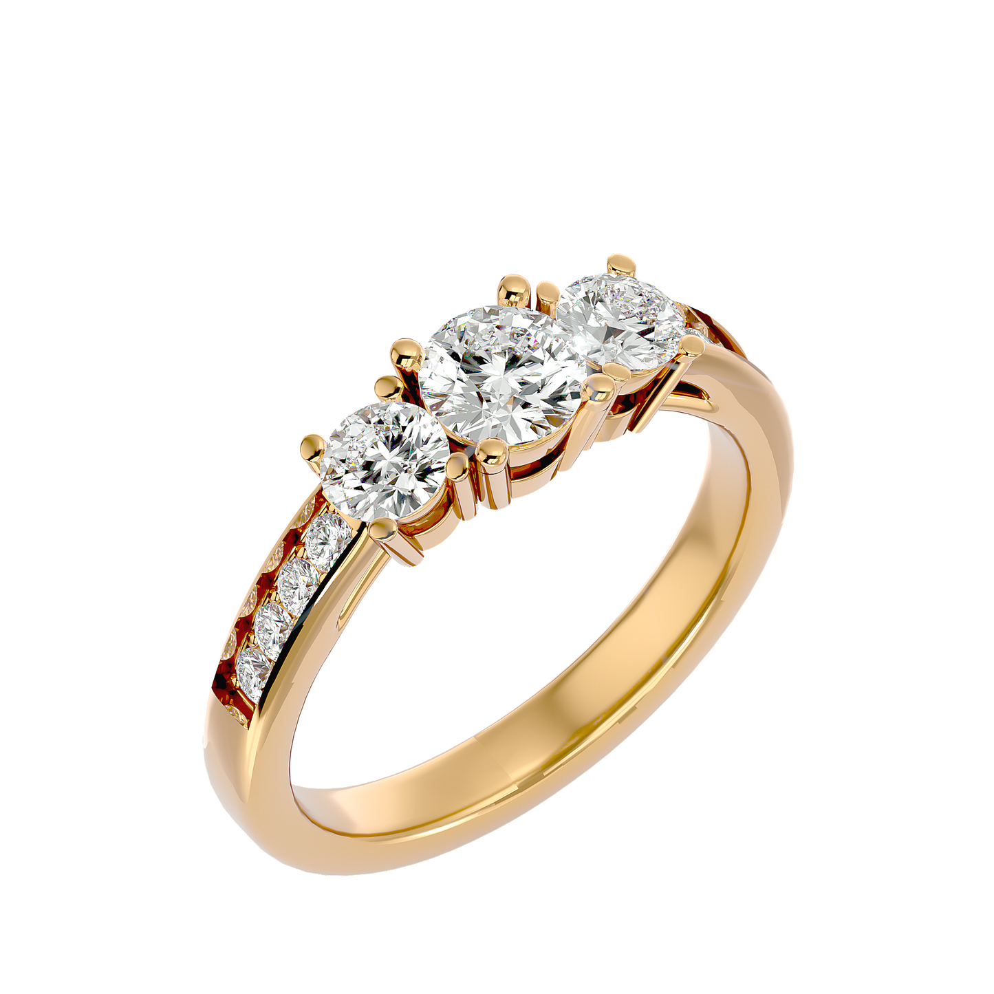 Trilune Gleaming Unity - 1.18 Ct Round Diamond Gold Ring