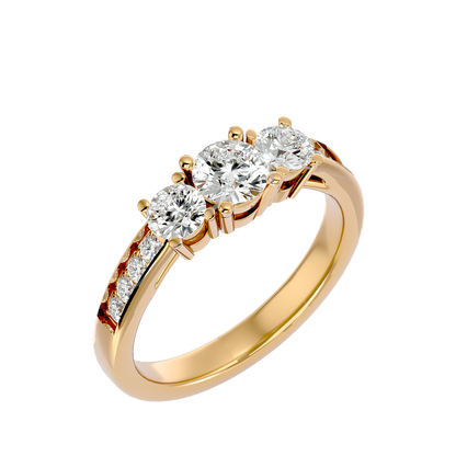 Trilune Gleaming Unity - 1.18 Ct Round Diamond Gold Ring