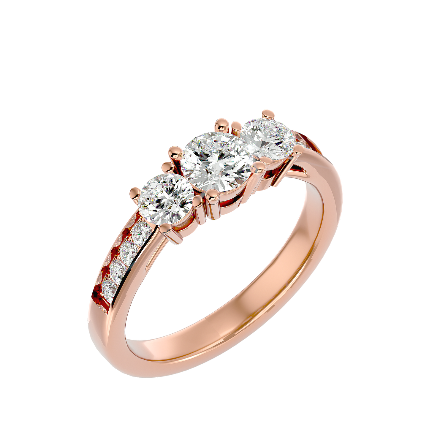 Trilune Gleaming Unity - 1.18 Ct Round Diamond Gold Ring