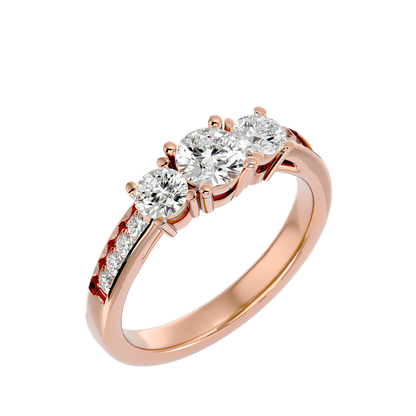 Trilune Gleaming Unity - 1.18 Ct Round Diamond Gold Ring