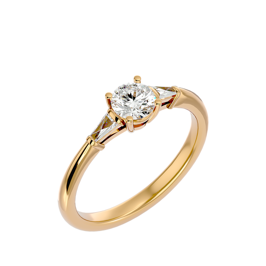 Lumière Brilliance Halo- 0.68 Ct Round Diamond Gold Ring