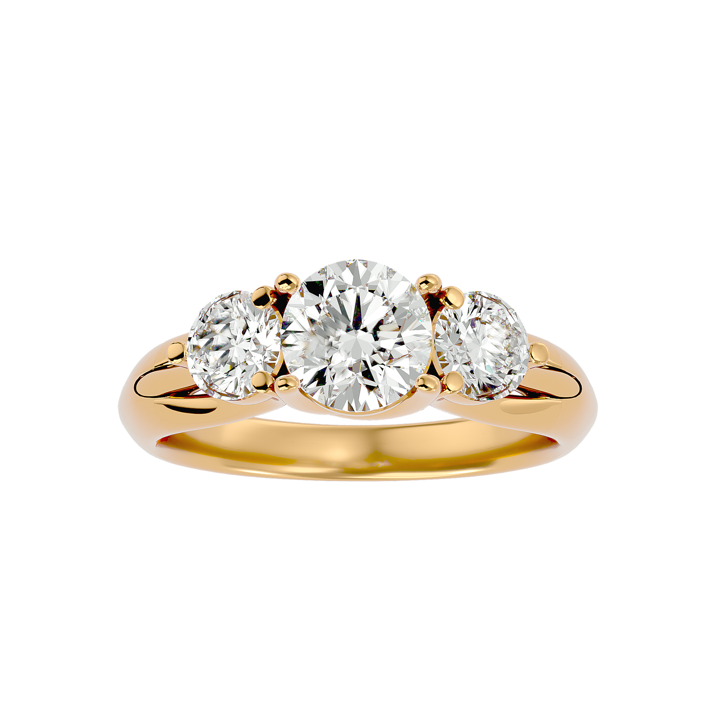 Trilune Beautiful Three-Stone - 2.22 Ct Round Diamond Gold Ring