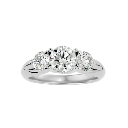Trilune Beautiful Three-Stone - 2.22 Ct Round Diamond Gold Ring