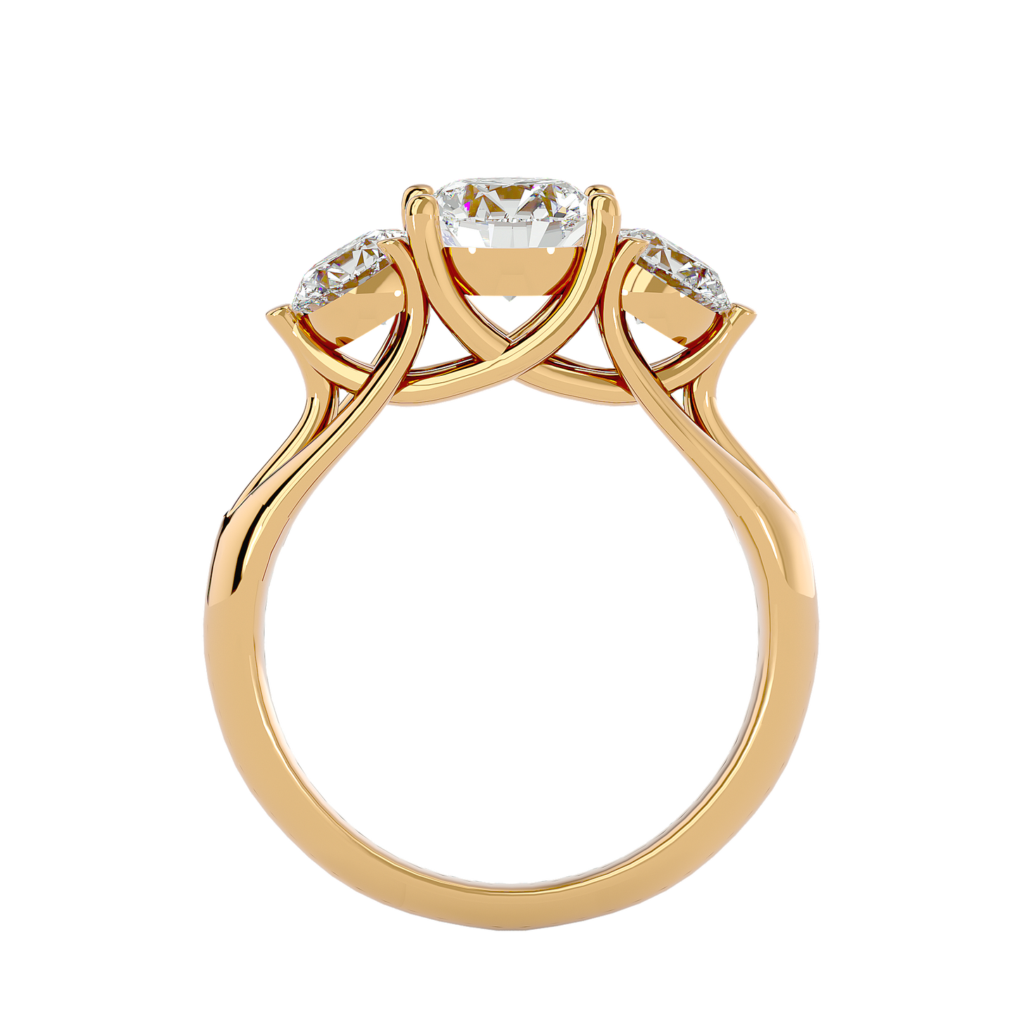 Trilune Beautiful Three-Stone - 2.22 Ct Round Diamond Gold Ring