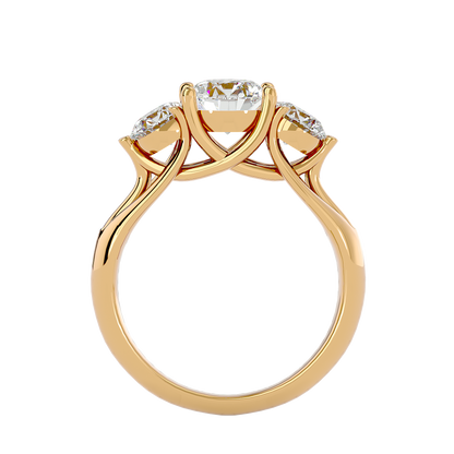 Trilune Beautiful Three-Stone - 2.22 Ct Round Diamond Gold Ring