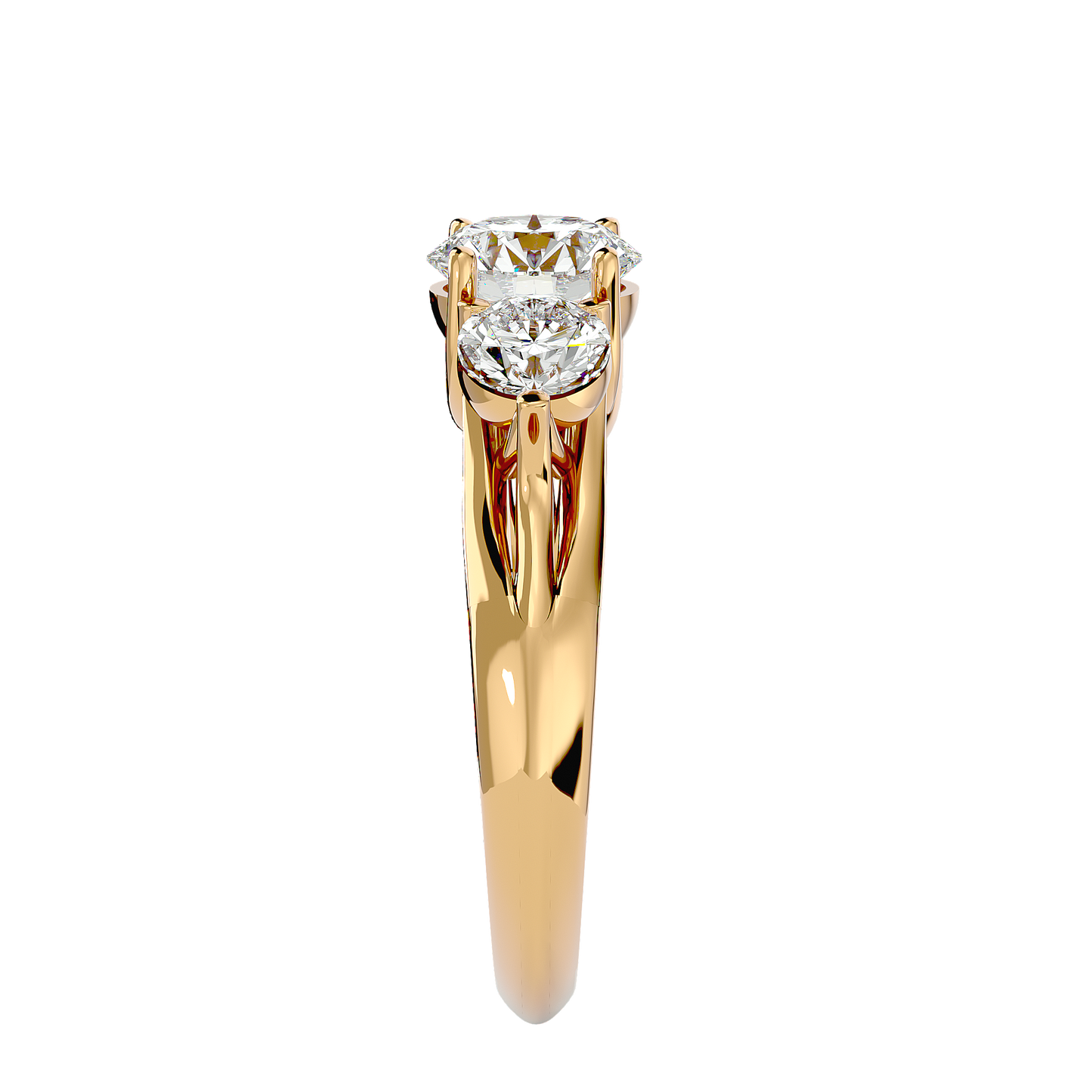Trilune Beautiful Three-Stone - 2.22 Ct Round Diamond Gold Ring