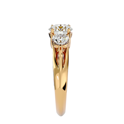 Trilune Beautiful Three-Stone - 2.22 Ct Round Diamond Gold Ring