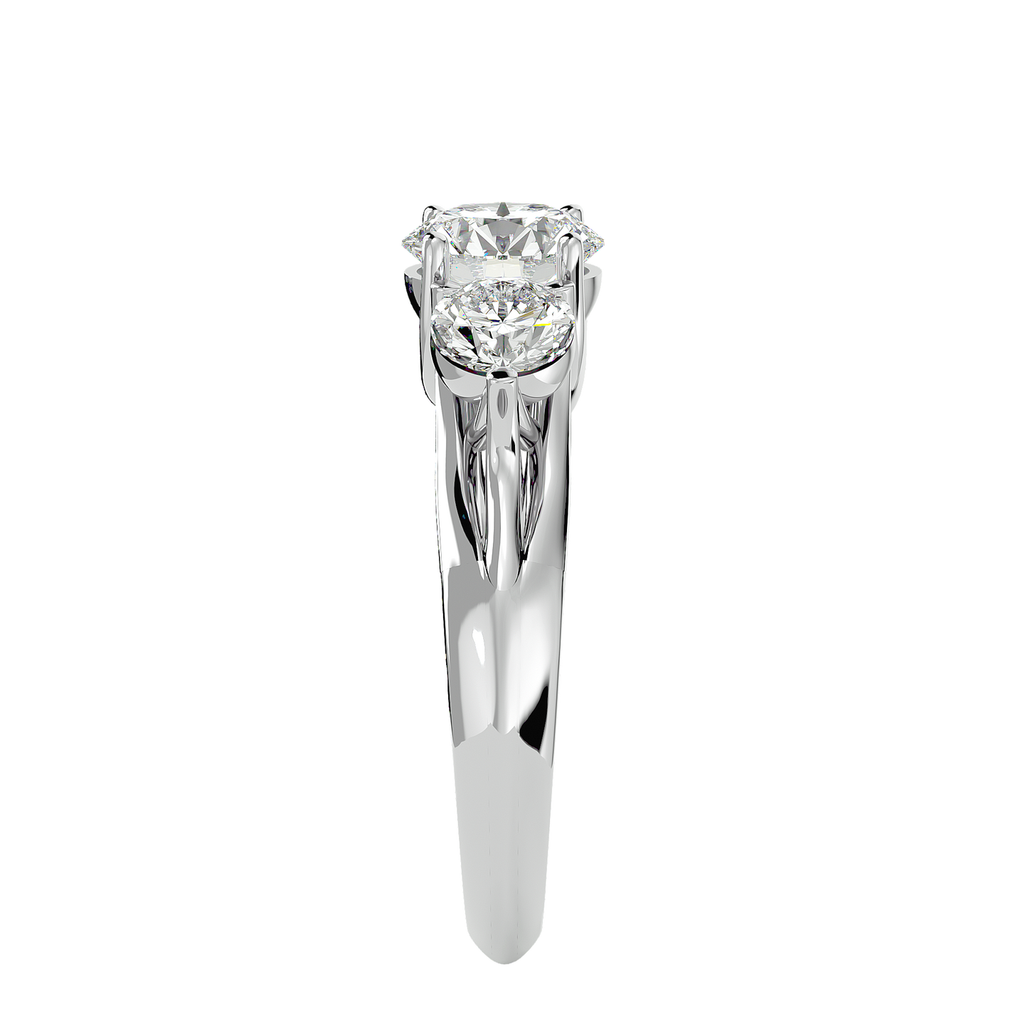 Trilune Beautiful Three-Stone - 2.22 Ct Round Diamond Gold Ring