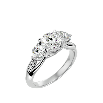 Trilune Beautiful Three-Stone - 2.22 Ct Round Diamond Gold Ring