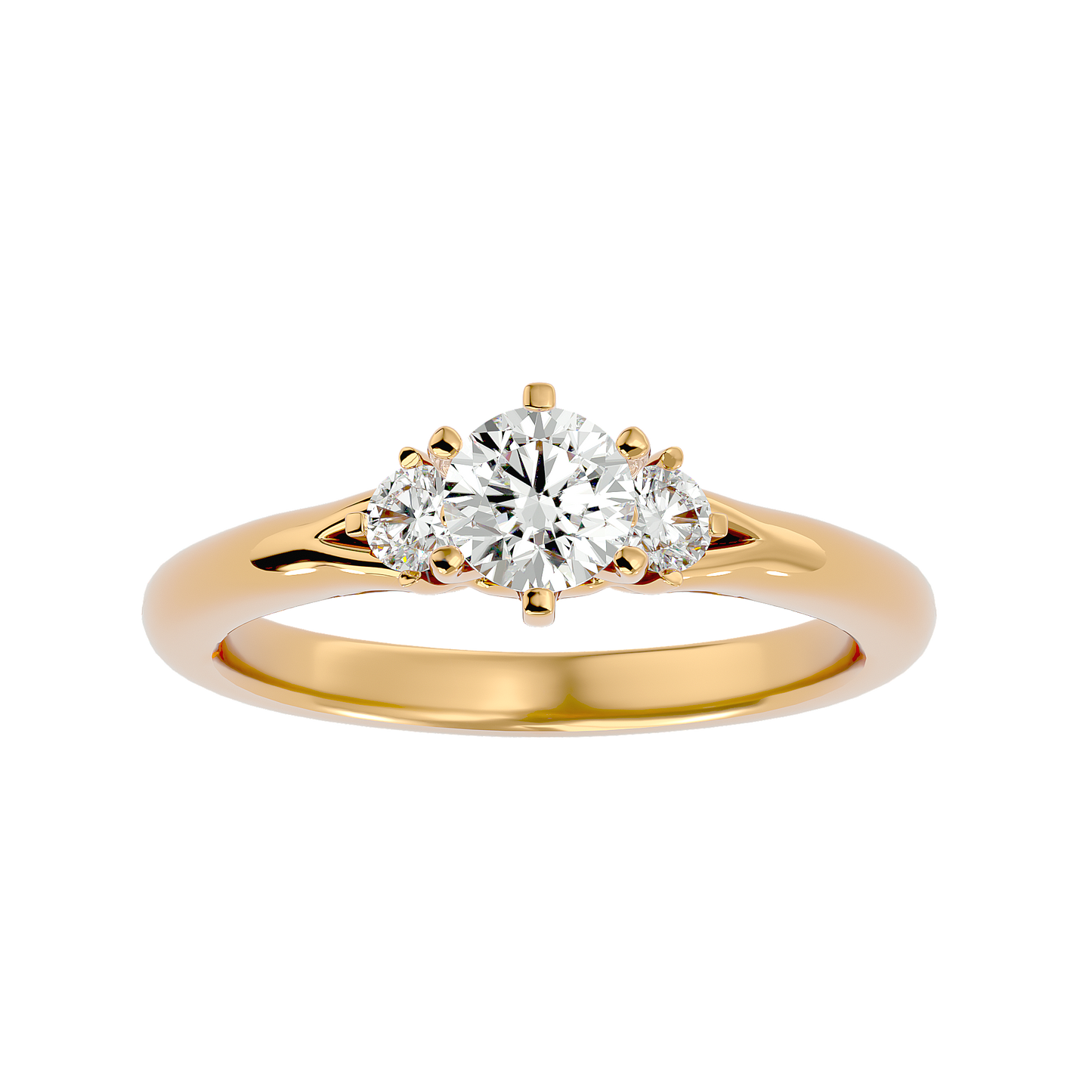 Trilune Beautiful Three-Stone - 0.73 Ct Round Diamond Gold Ring