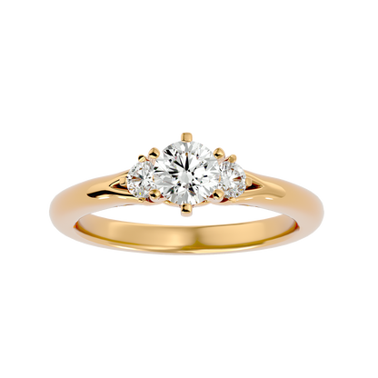 Trilune Beautiful Three-Stone - 0.73 Ct Round Diamond Gold Ring