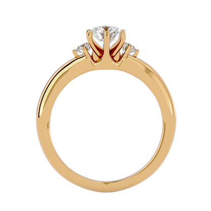 Trilune Beautiful Three-Stone - 0.73 Ct Round Diamond Gold Ring