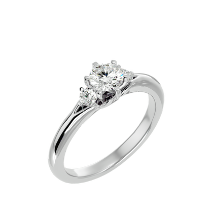 Trilune Beautiful Three-Stone - 0.73 Ct Round Diamond Gold Ring