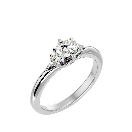 Trilune Beautiful Three-Stone - 0.73 Ct Round Diamond Gold Ring