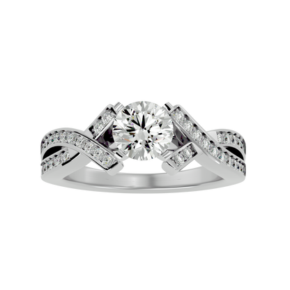 Iconique Beautiful Signature Design - 2.18 Ct Round Diamond Gold Ring