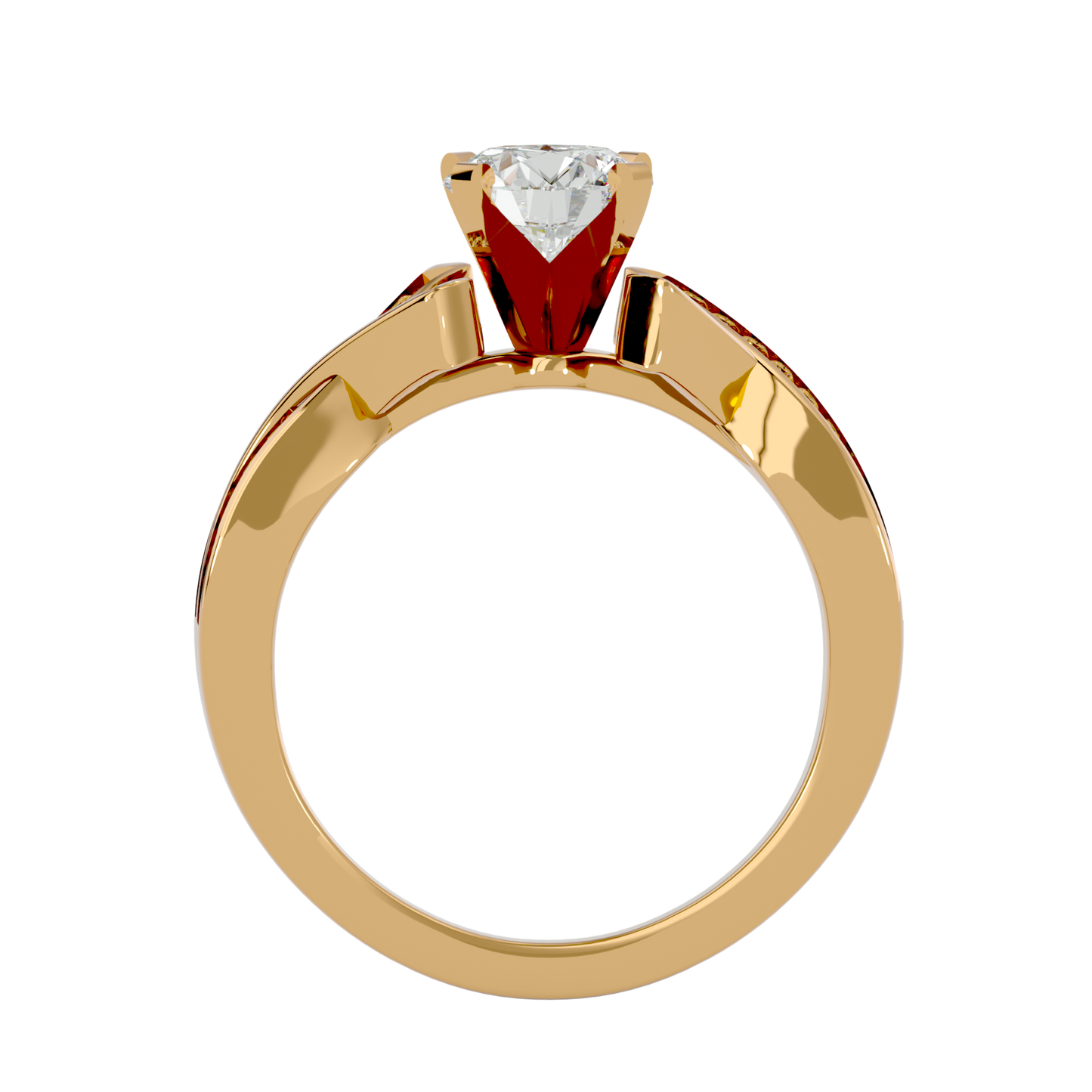 Iconique Beautiful Signature Design - 2.18 Ct Round Diamond Gold Ring