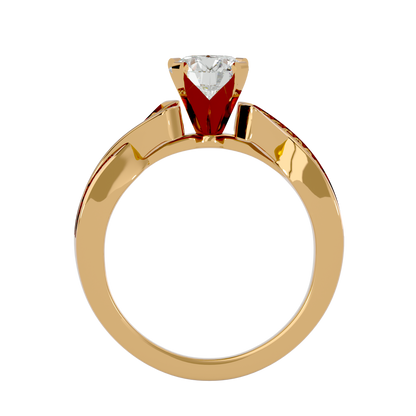 Iconique Beautiful Signature Design - 2.18 Ct Round Diamond Gold Ring