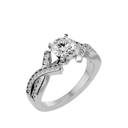 Iconique Beautiful Signature Design - 2.18 Ct Round Diamond Gold Ring