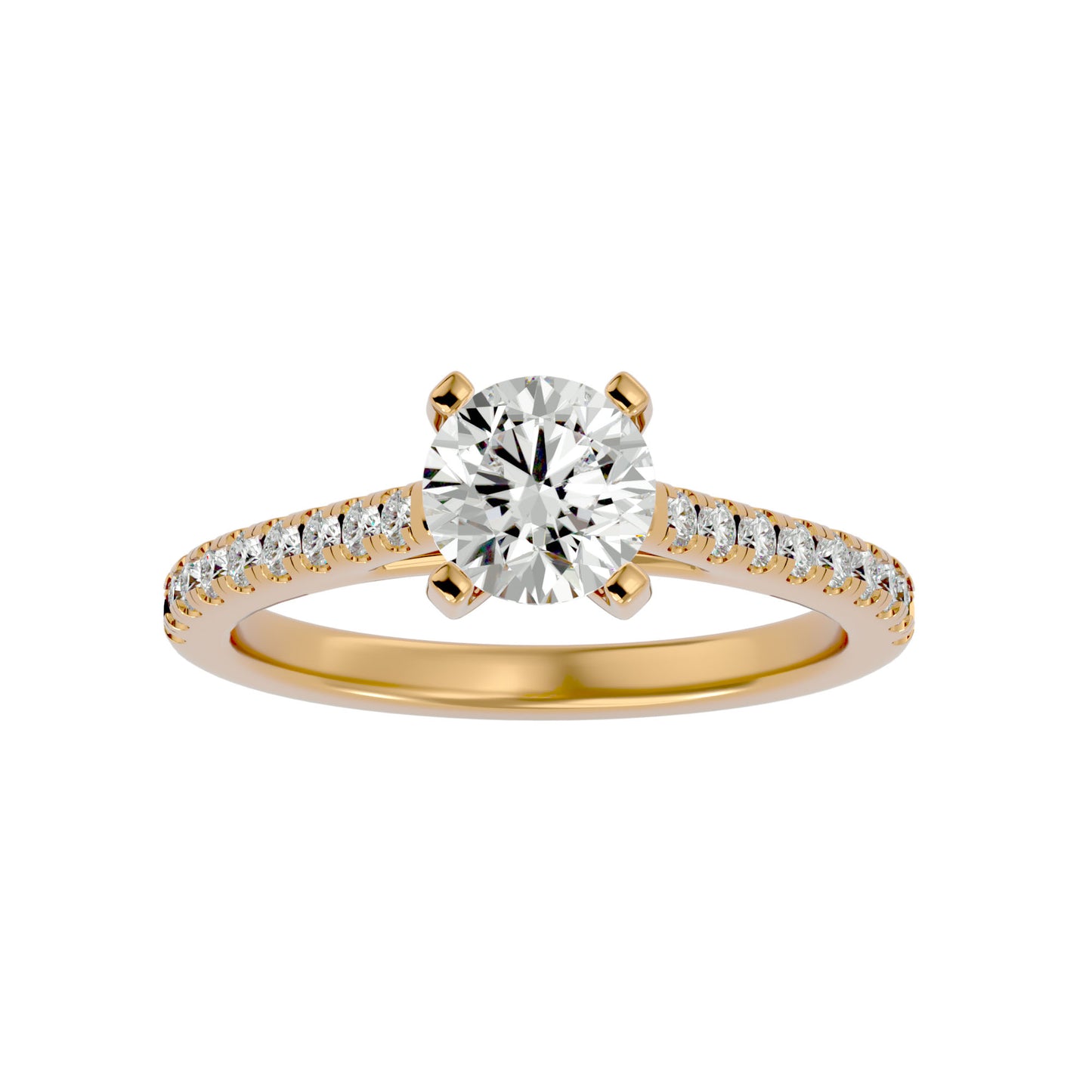 Iconique Beautiful Solitaire Band- 1.36 Ct Round Diamond Gold Ring