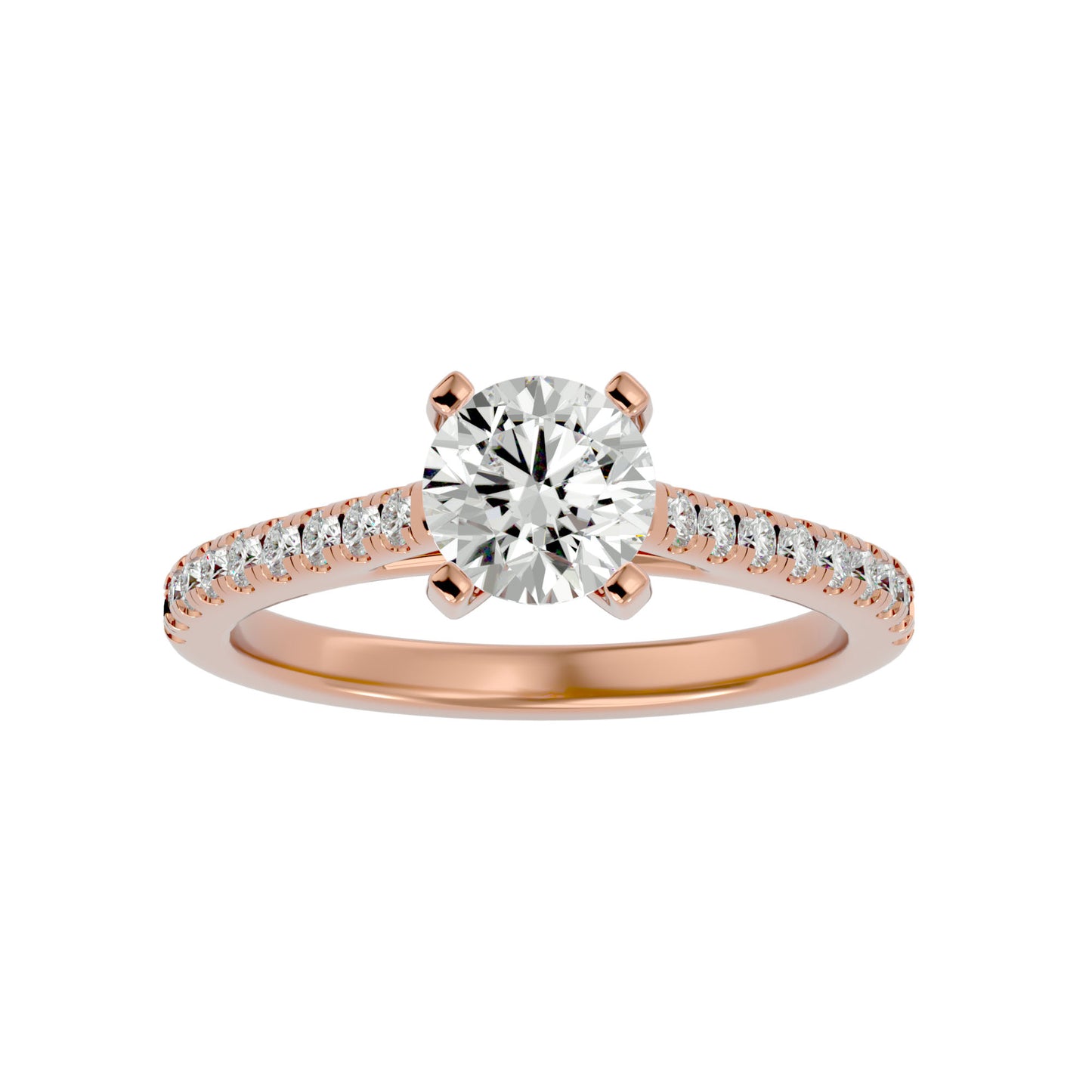 Iconique Beautiful Solitaire Band- 1.36 Ct Round Diamond Gold Ring