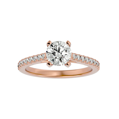 Iconique Beautiful Solitaire Band- 1.36 Ct Round Diamond Gold Ring