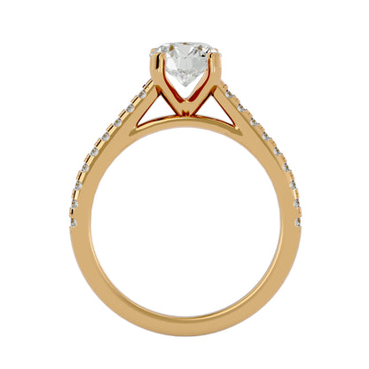 Iconique Beautiful Solitaire Band- 1.36 Ct Round Diamond Gold Ring