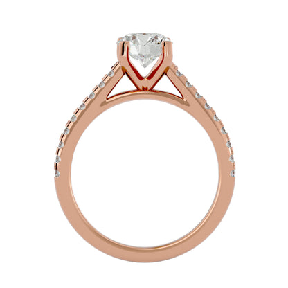 Iconique Beautiful Solitaire Band- 1.36 Ct Round Diamond Gold Ring