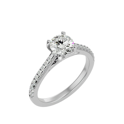 Iconique Beautiful Solitaire Band- 1.36 Ct Round Diamond Gold Ring