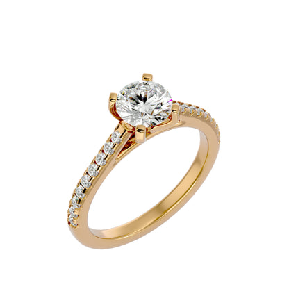 Iconique Beautiful Solitaire Band- 1.36 Ct Round Diamond Gold Ring
