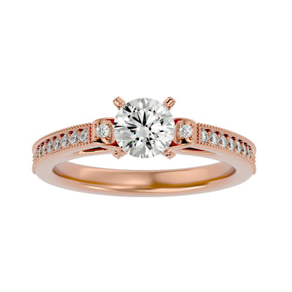 Iconique Beautiful Solitaire Band- 0.4 Ct Round Diamond Gold Ring