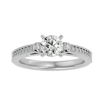Iconique Beautiful Solitaire Band- 0.4 Ct Round Diamond Gold Ring