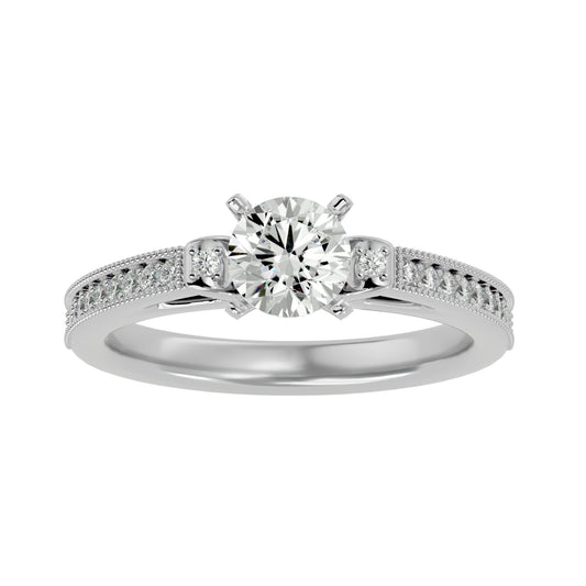 Iconique Beautiful Solitaire Band- 0.4 Ct Round Diamond Gold Ring