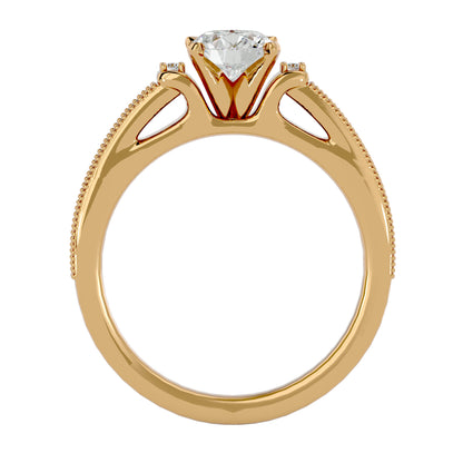 Iconique Beautiful Solitaire Band- 0.4 Ct Round Diamond Gold Ring