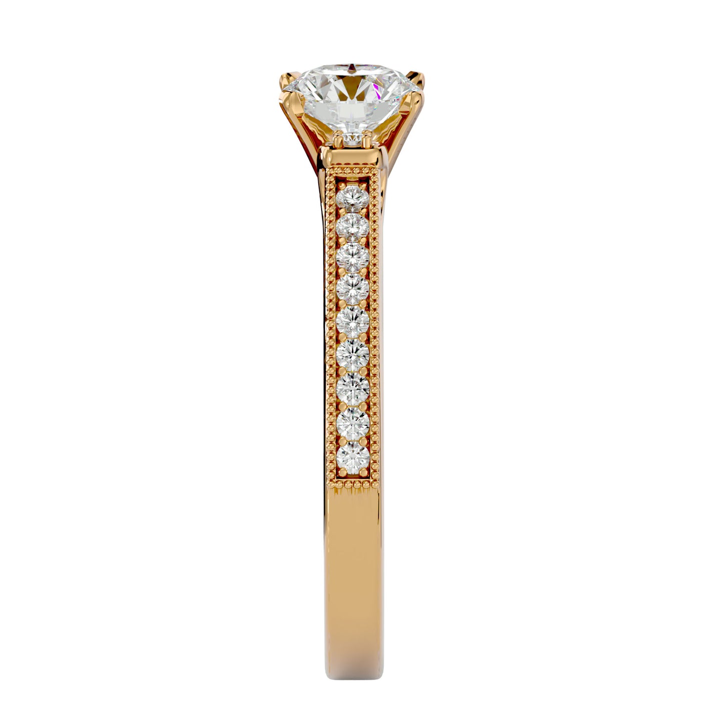 Iconique Beautiful Solitaire Band- 0.4 Ct Round Diamond Gold Ring