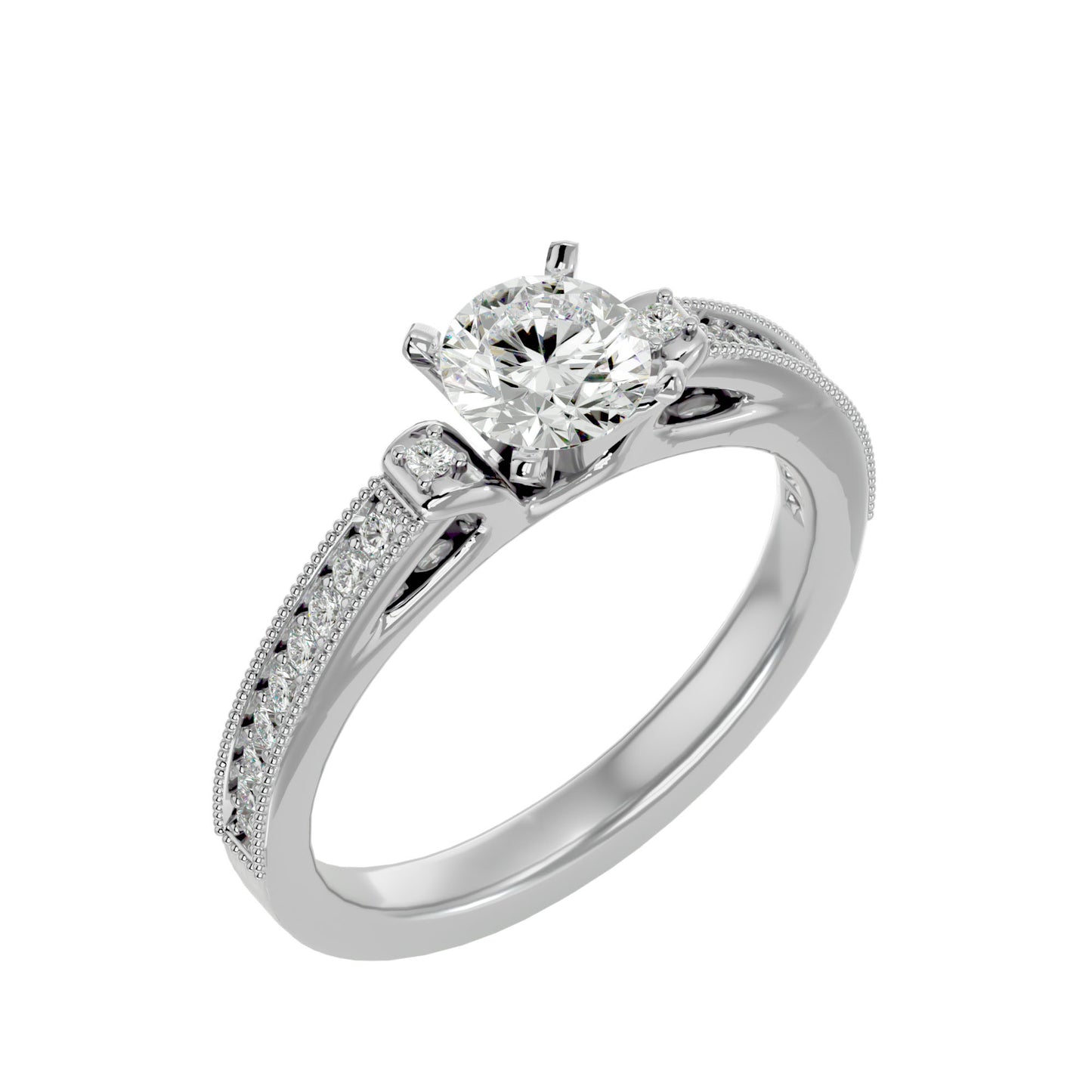 Iconique Beautiful Solitaire Band- 0.4 Ct Round Diamond Gold Ring