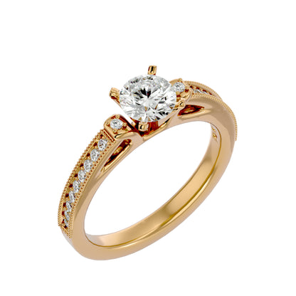Iconique Beautiful Solitaire Band- 0.4 Ct Round Diamond Gold Ring