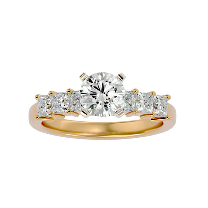 Iconique Beautiful Solitaire Band- 1.32 Ct Round Diamond Gold Ring