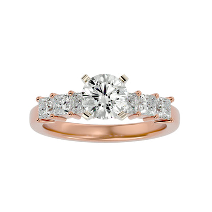 Iconique Beautiful Solitaire Band- 1.32 Ct Round Diamond Gold Ring