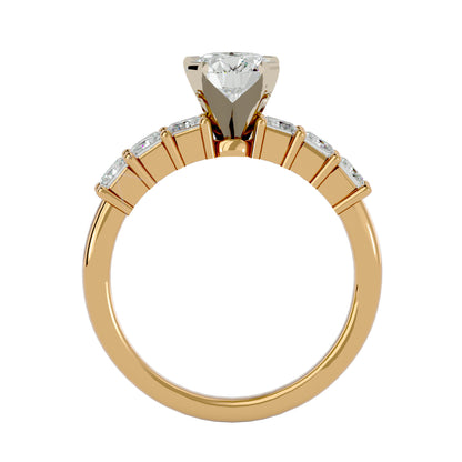 Iconique Beautiful Solitaire Band- 1.32 Ct Round Diamond Gold Ring