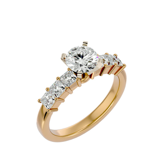 Iconique Beautiful Solitaire Band- 1.32 Ct Round Diamond Gold Ring