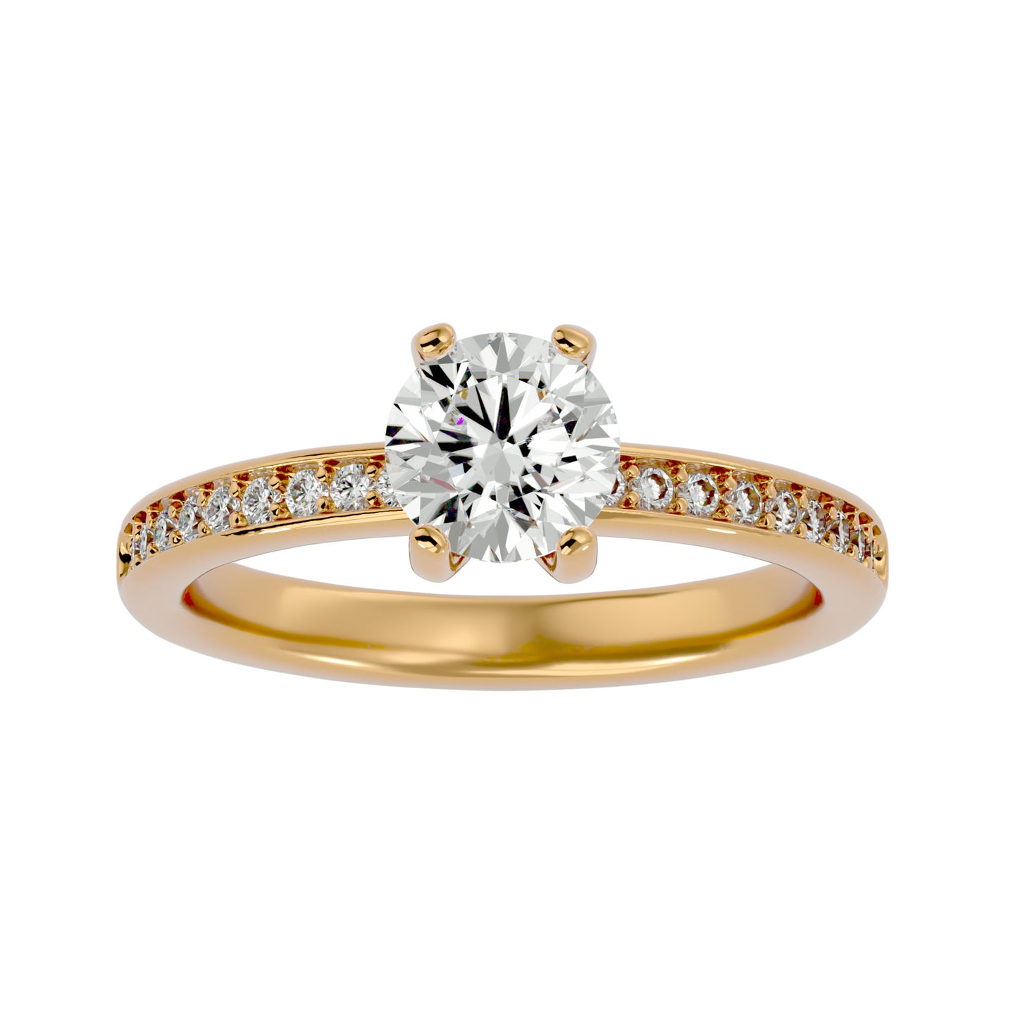 Iconique Timeless Solitaire Band-1.57 Ct Round Diamond Gold Ring