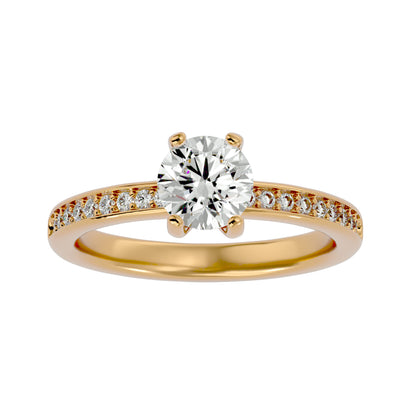 Iconique Timeless Solitaire Band-1.57 Ct Round Diamond Gold Ring
