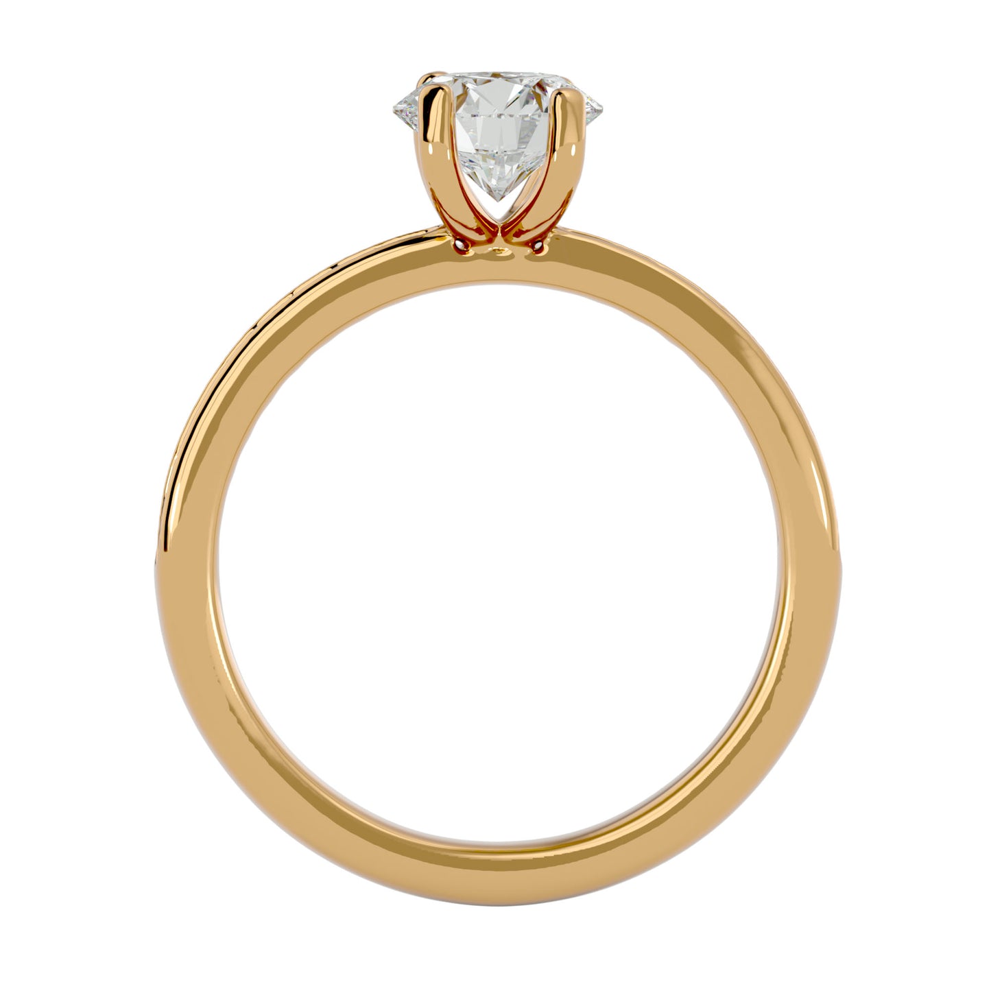 Iconique Timeless Solitaire Band-1.57 Ct Round Diamond Gold Ring