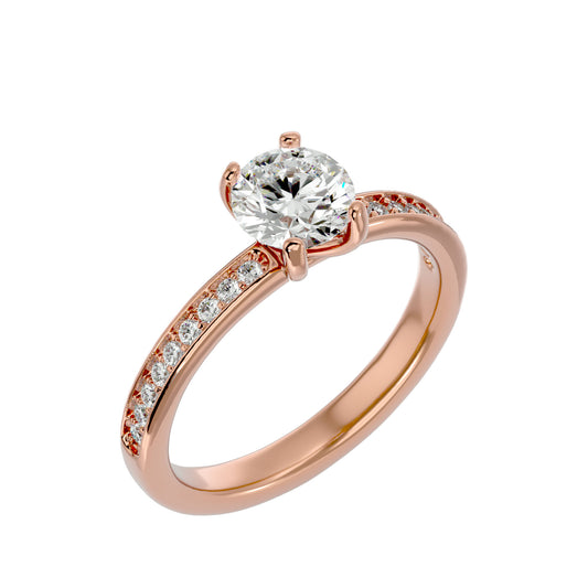 Iconique Timeless Solitaire Band-1.57 Ct Round Diamond Gold Ring