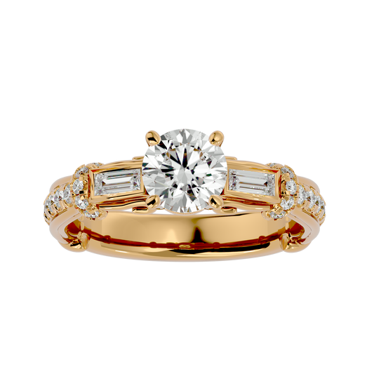 Lumière Prisme Gems   – 1.5ct Round & Baguette Diamonds Gold Ring