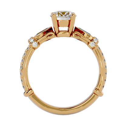 Lumière Prisme Gems   – 1.5ct Round & Baguette Diamonds Gold Ring