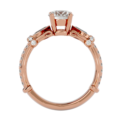 Lumière Prisme Gems   – 1.5ct Round & Baguette Diamonds Gold Ring