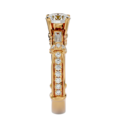 Lumière Prisme Gems   – 1.5ct Round & Baguette Diamonds Gold Ring