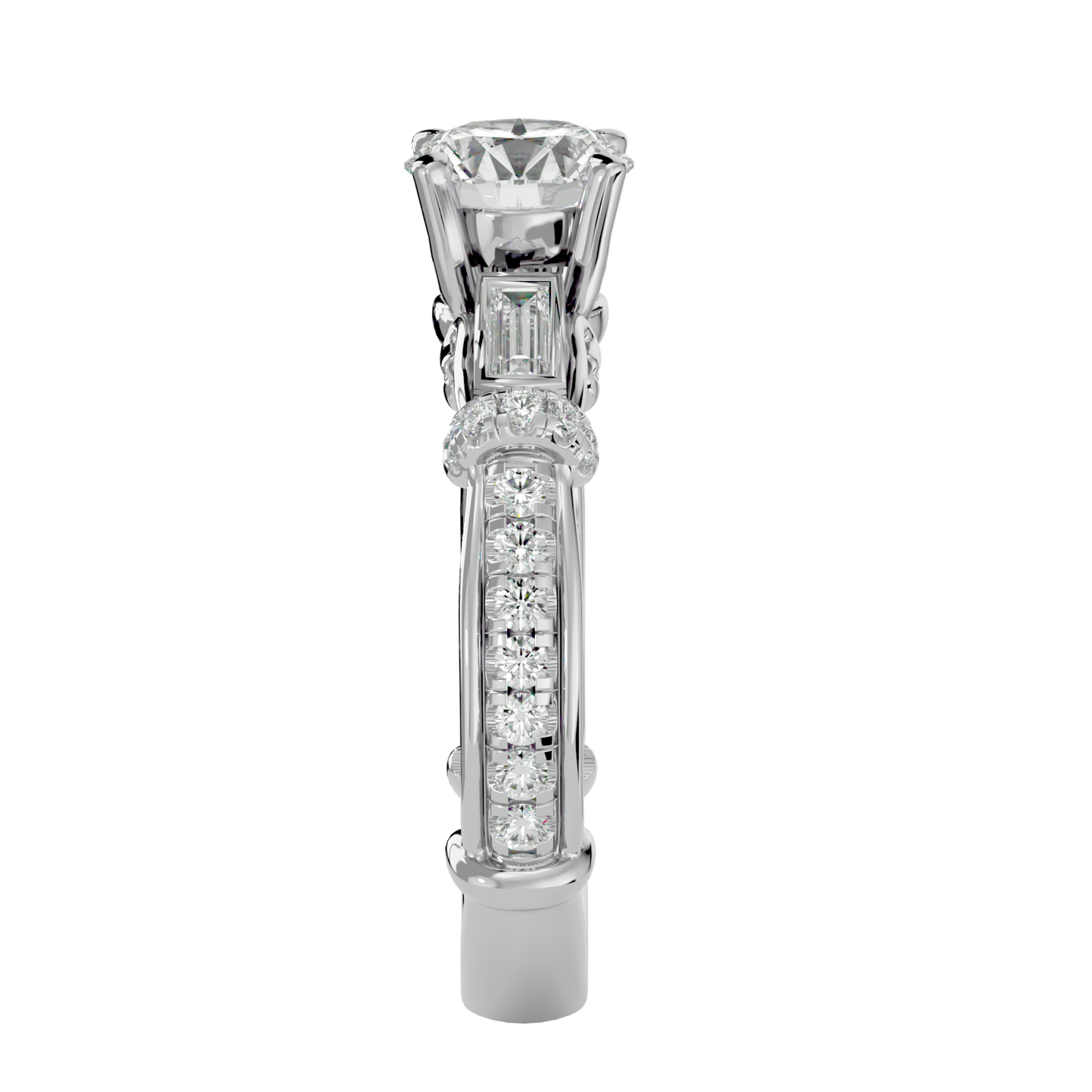 Lumière Prisme Gems   – 1.5ct Round & Baguette Diamonds Gold Ring