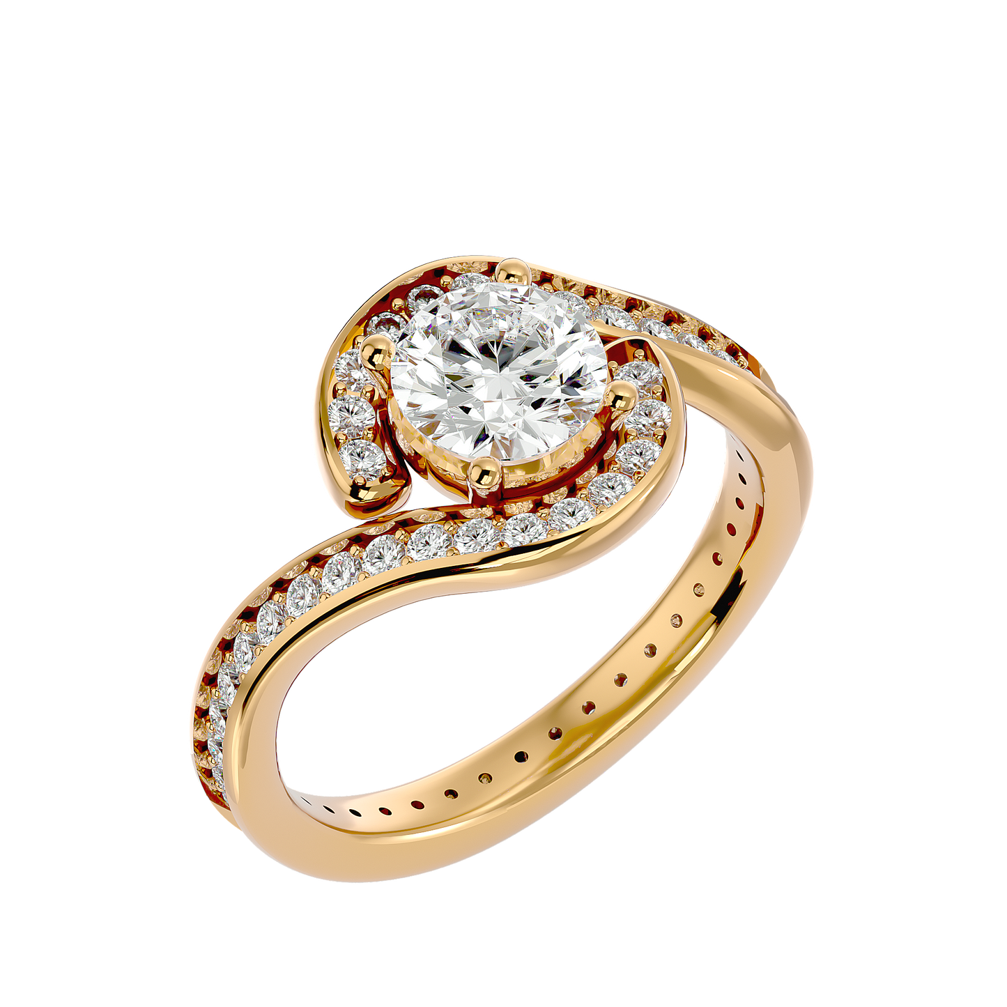 Iconique Beautiful Halo- 1.64 Ct Round Diamond Gold Ring